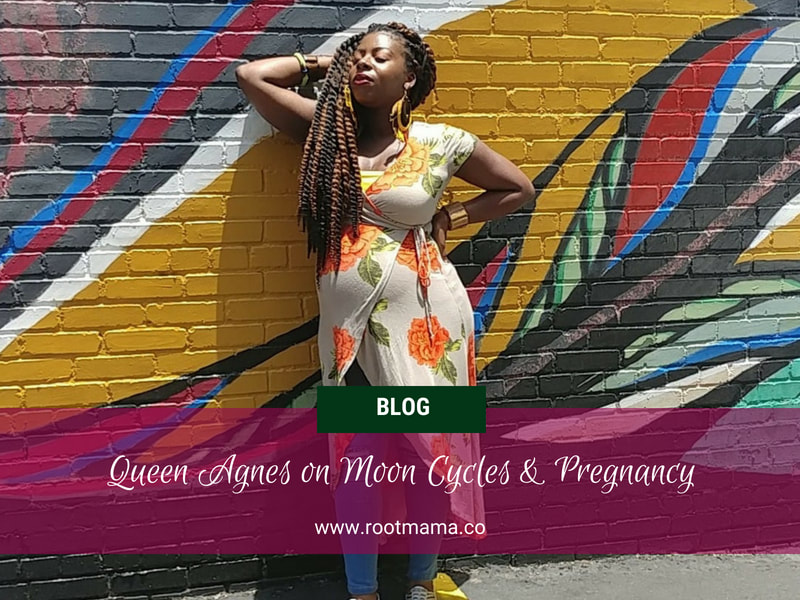 Queen Anges in Dallas, TX in front of vibrant street graffiti pregnant with first child and client of RootMama